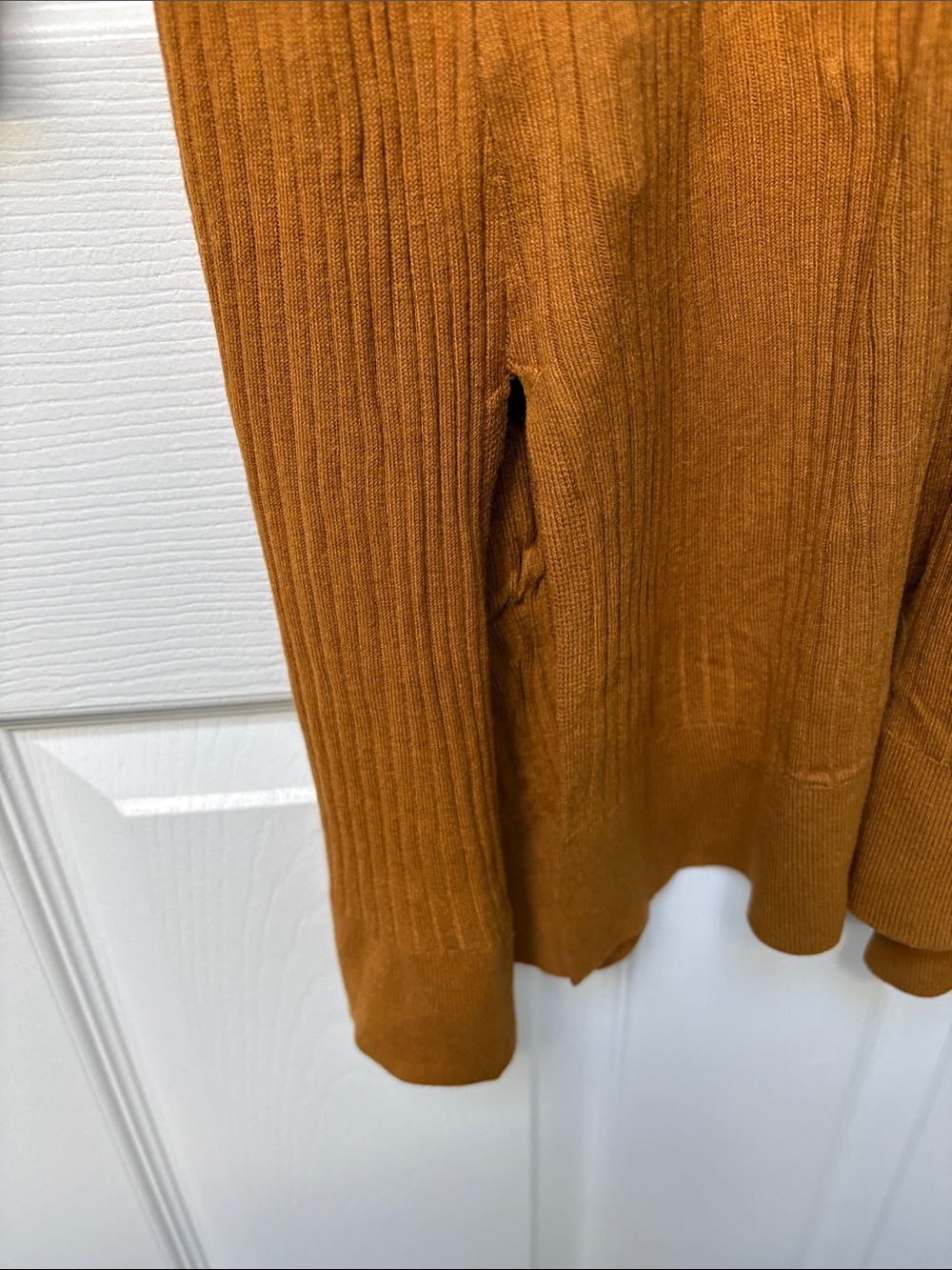 Anthropologie Ribbed Button-Front Long Sleeve Duster in Rust - Picture 7 of 9